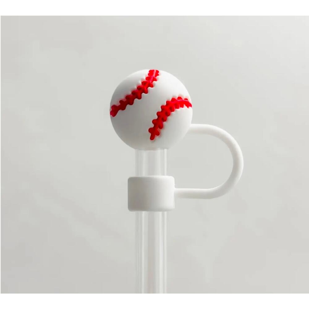 Red and White Miniature Baseball  Straw Cover